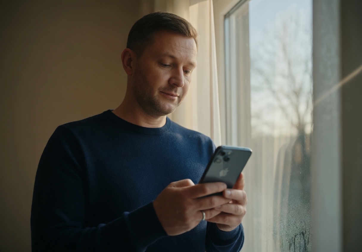 Adult child reviewing a security simulation report on a phone